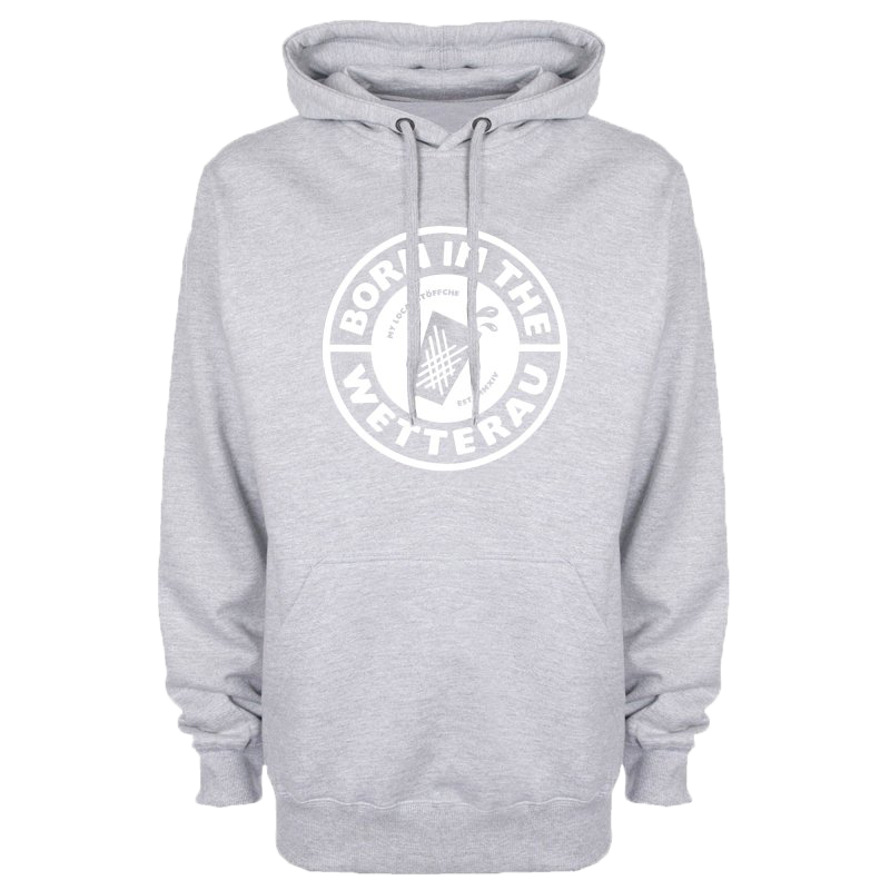 Kapuzenpullover (grau / Druck weiß)