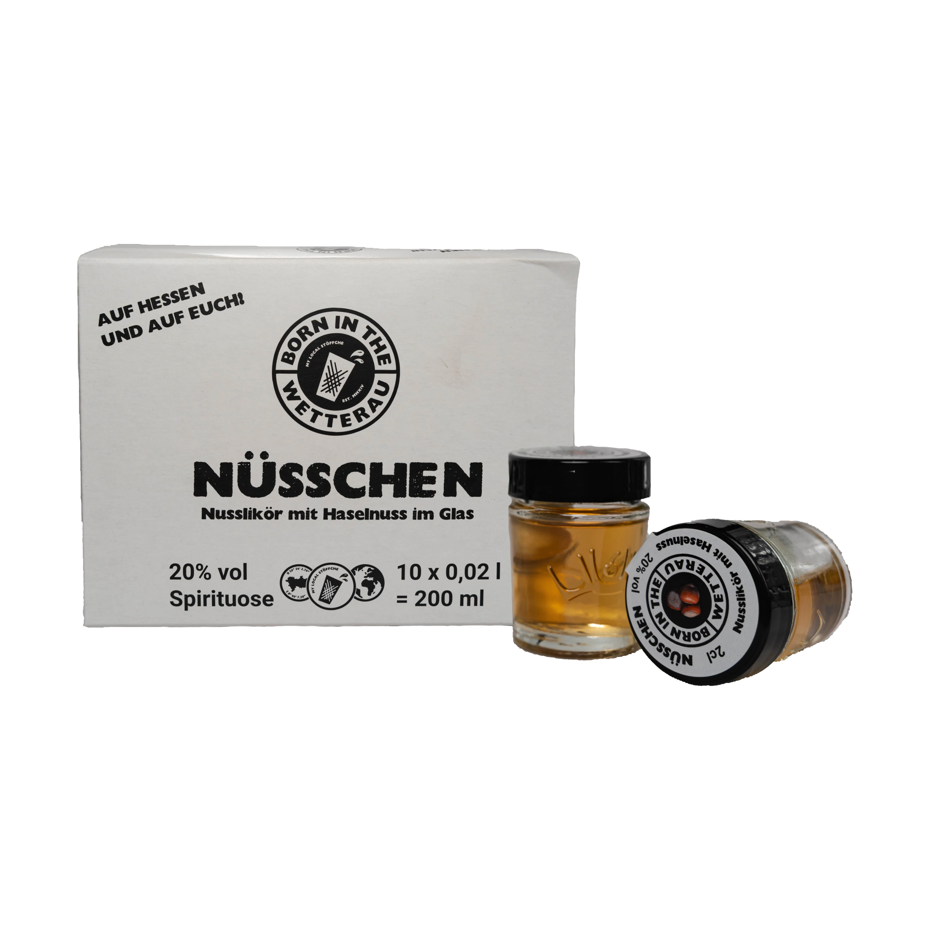 Nusslikör mit Haselnuss im Glas 10x 0,02L im Karton